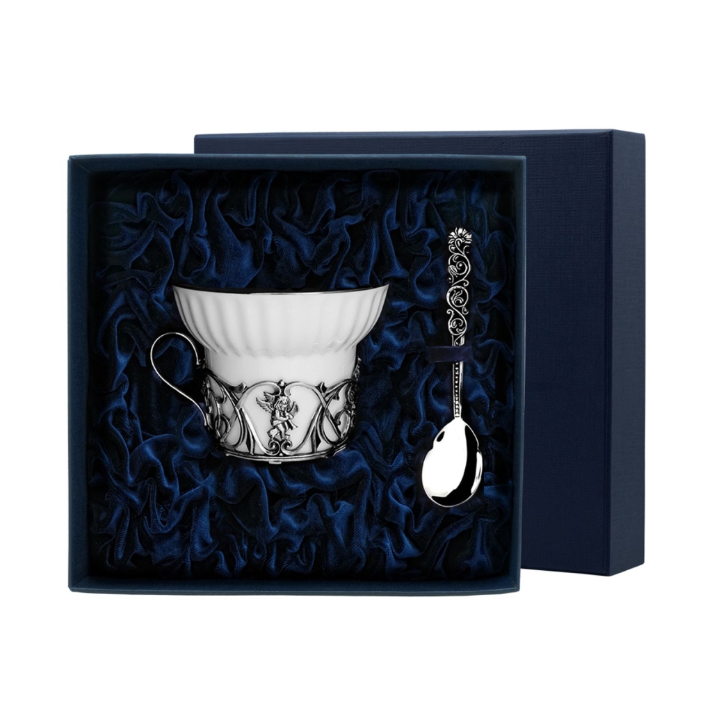 Набор 691НБ03806 чаш/чайн "Ангел"+лож (2пр) +футляр