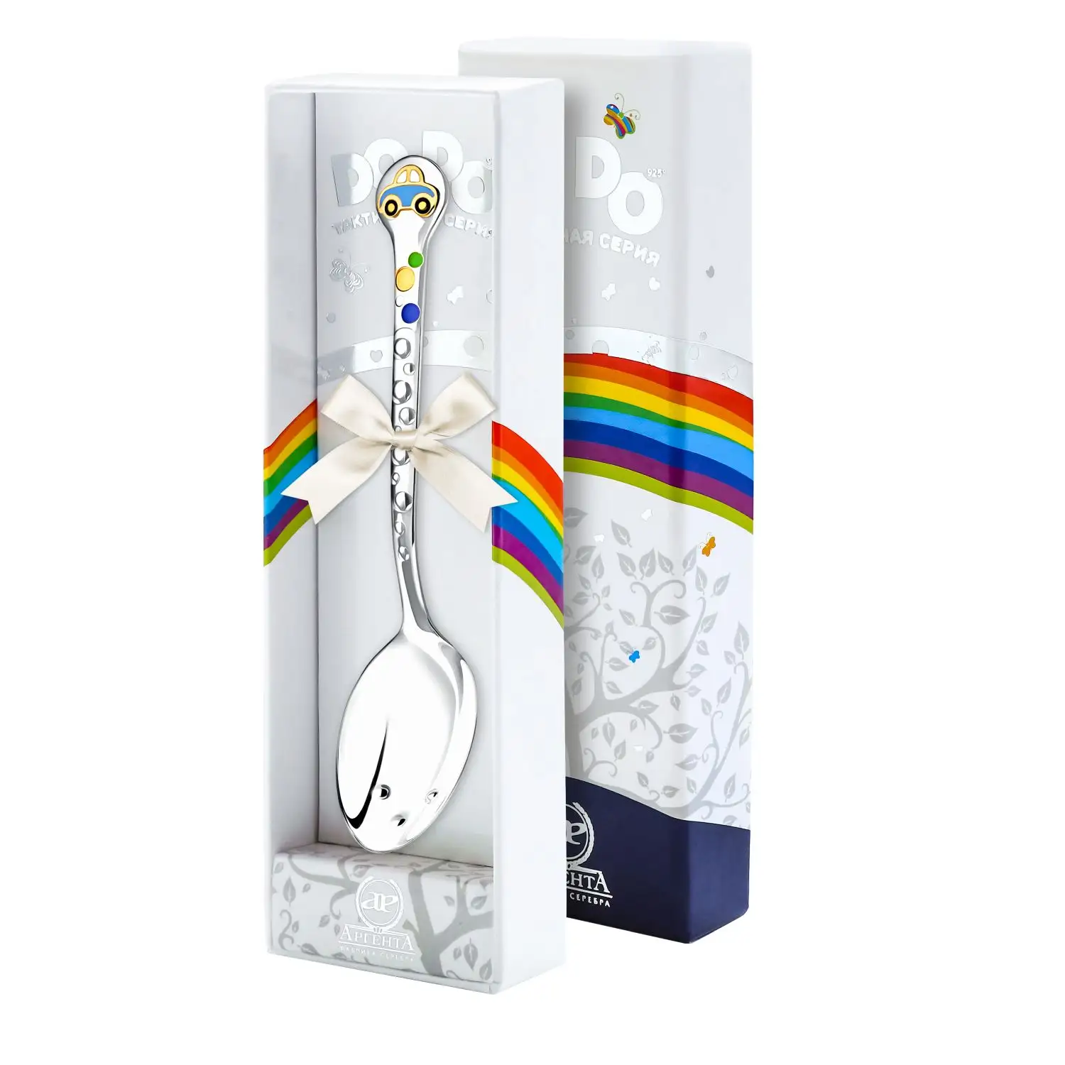 Ложка 976ЛЖ05808 детская DODO "Машинка" ч/п с эмалью + футляр