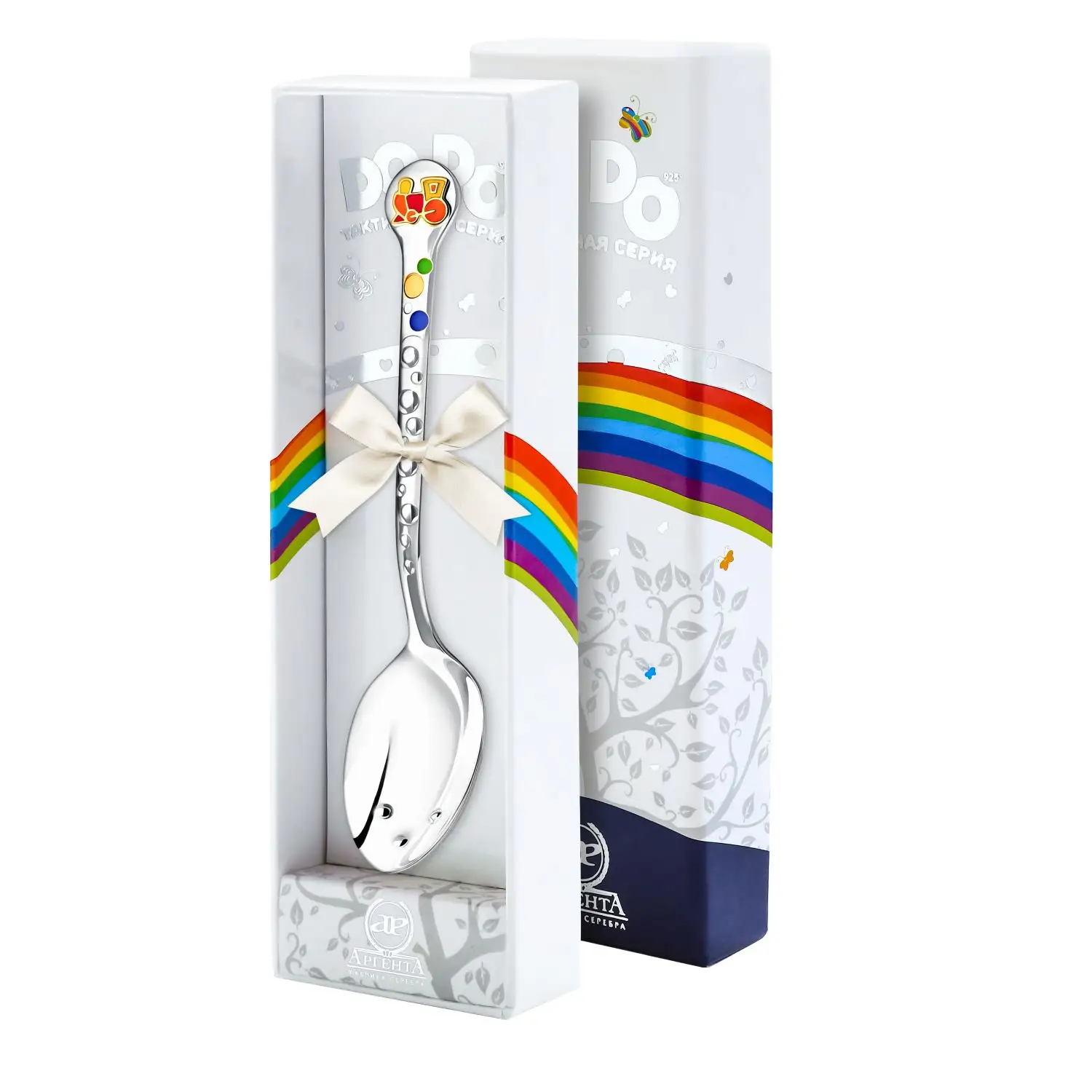 Ложка 975ЛЖ05808 детская DODO "Паровозик" ч/п с эмалью + футл