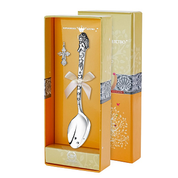 Набор 1403НБ05806 "Крестильный DODO Ангел" с черн. (ложка+крес