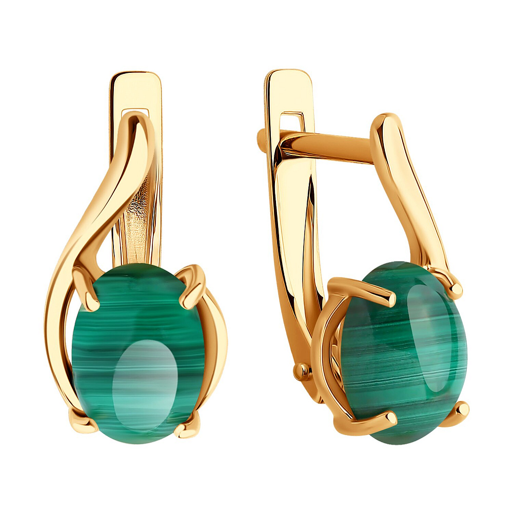 Серьги золотые с искусственными камнями и без камней